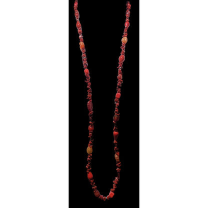 Red Jasper Chip And Glass Beaded Necklace