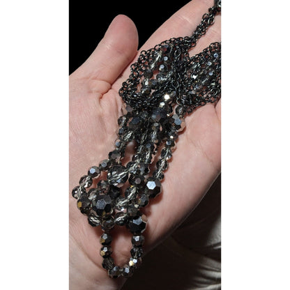 Glam Goth Multilayer Glass Beaded Necklace