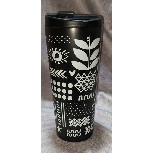 Modern Minimalist 2017 Starbucks 16oz Black White Graphic Travel Mug