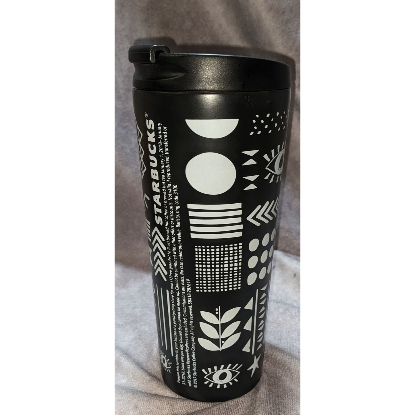 Modern Minimalist 2017 Starbucks 16oz Black White Graphic Travel Mug