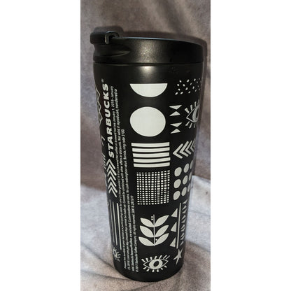 Modern Minimalist 2017 Starbucks 16oz Black White Graphic Travel Mug