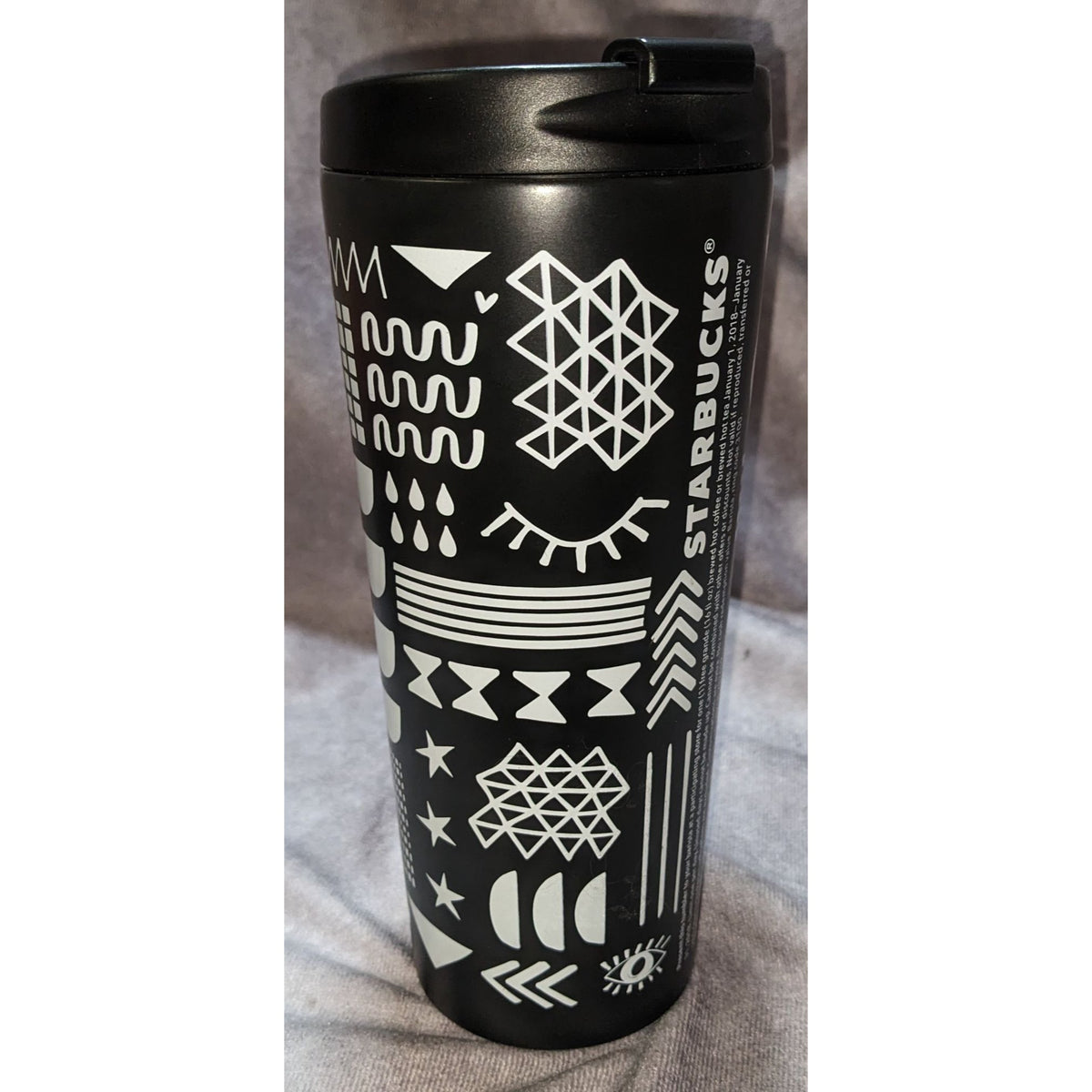 Modern Minimalist 2017 Starbucks 16oz Black White Graphic Travel Mug