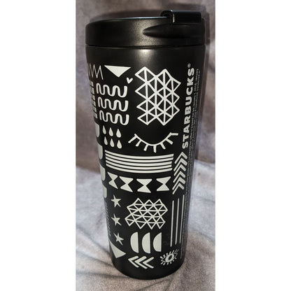Modern Minimalist 2017 Starbucks 16oz Black White Graphic Travel Mug