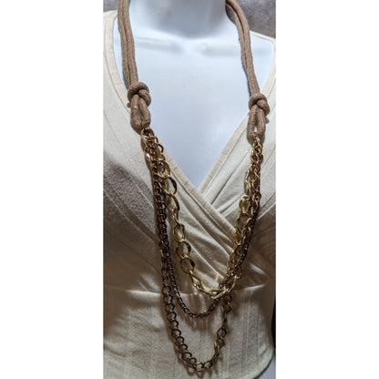 Rustic Brown And Gold Statement Necklace