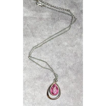 Coquette Pink Gemmed Teardrop Pendant Necklace