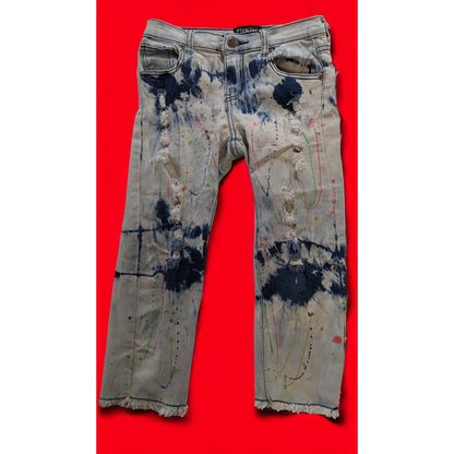 Thrill Distressed Paint Splatter Cropped Jeans