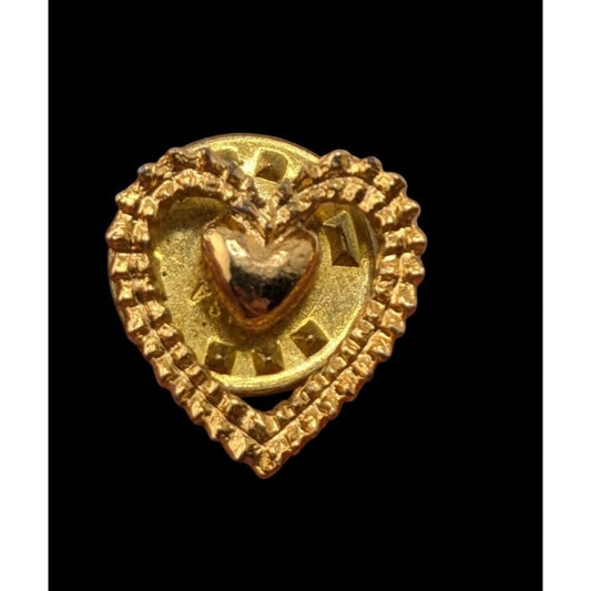 Vintage Gold Tone Open Heart Lapel Pin Romantic Love Brooch