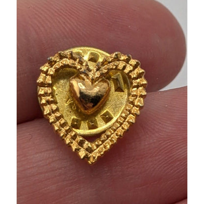 Vintage Gold Tone Open Heart Lapel Pin Romantic Love Brooch