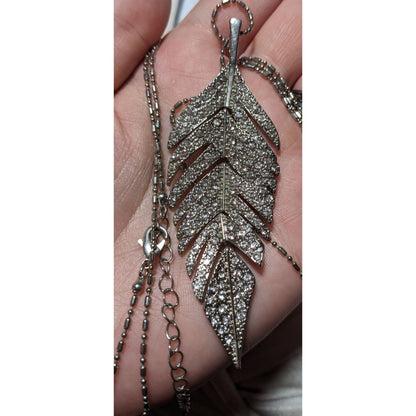 Bohemian Glam Articulated Rhinestone Feather Necklace