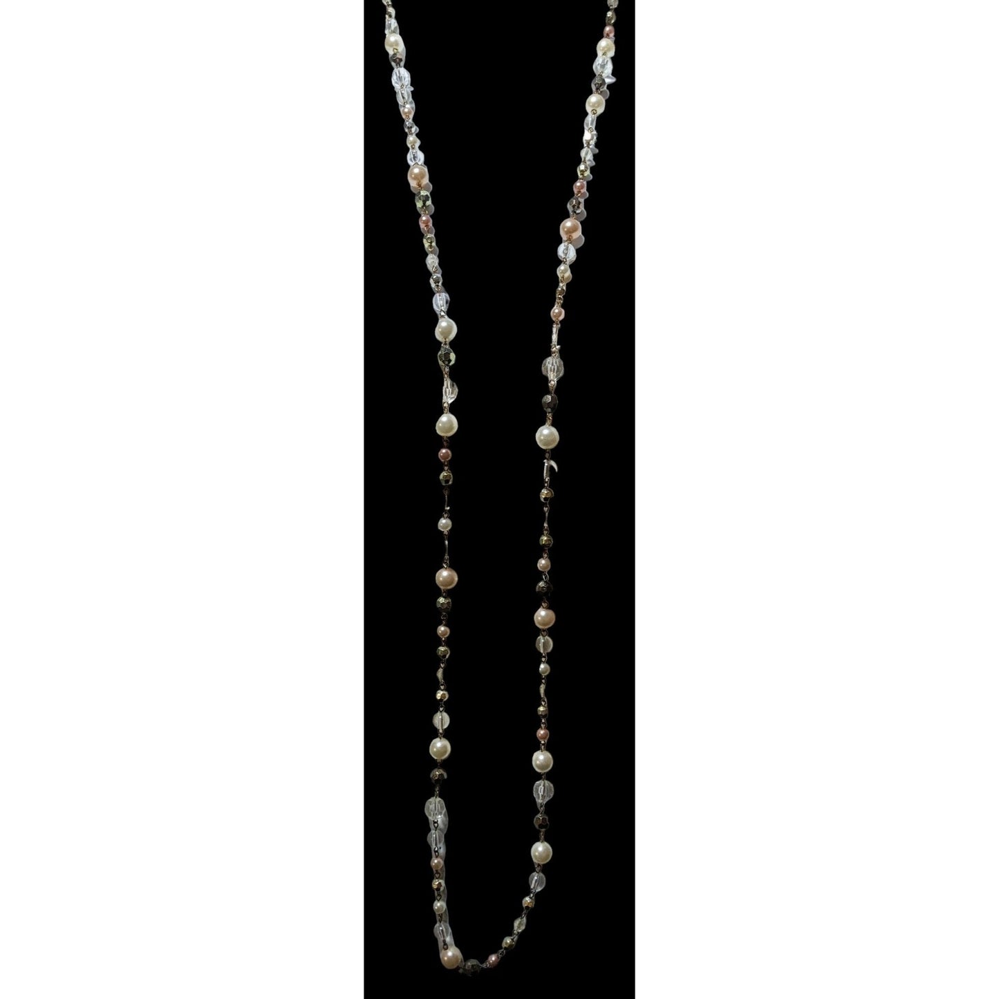 Glam Metallic Beaded Opera Length Necklace