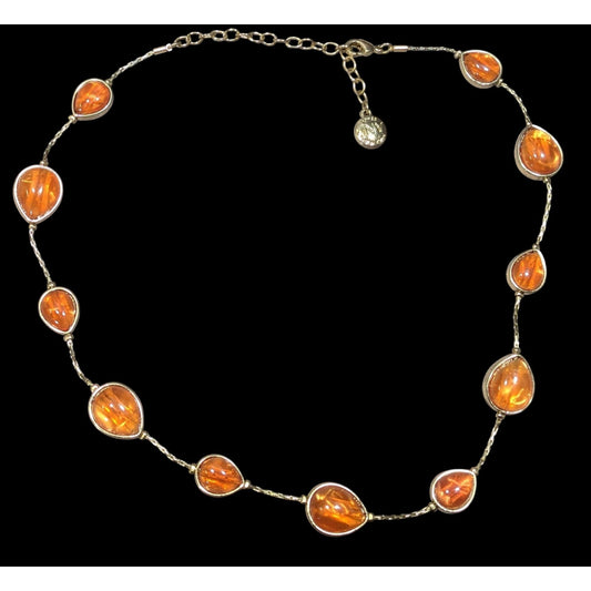 Jones New York Amber Glass Station Necklace