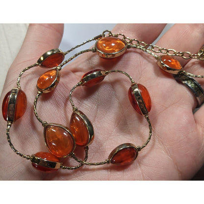 Jones New York Amber Glass Station Necklace