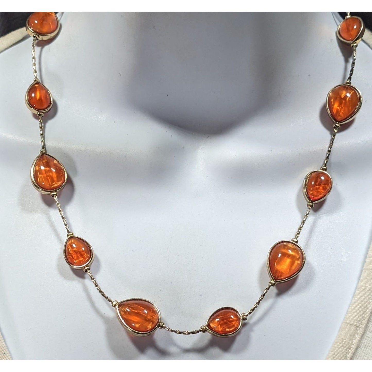 Jones New York Amber Glass Station Necklace