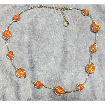 Jones New York Amber Glass Station Necklace