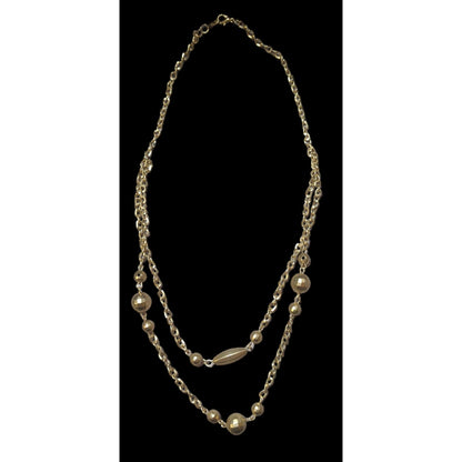 Multilayer Gold Beaded Chain Necklace