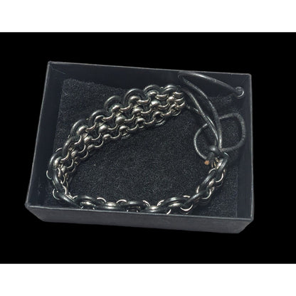 Leather Woven Rolo Chain Bracelet