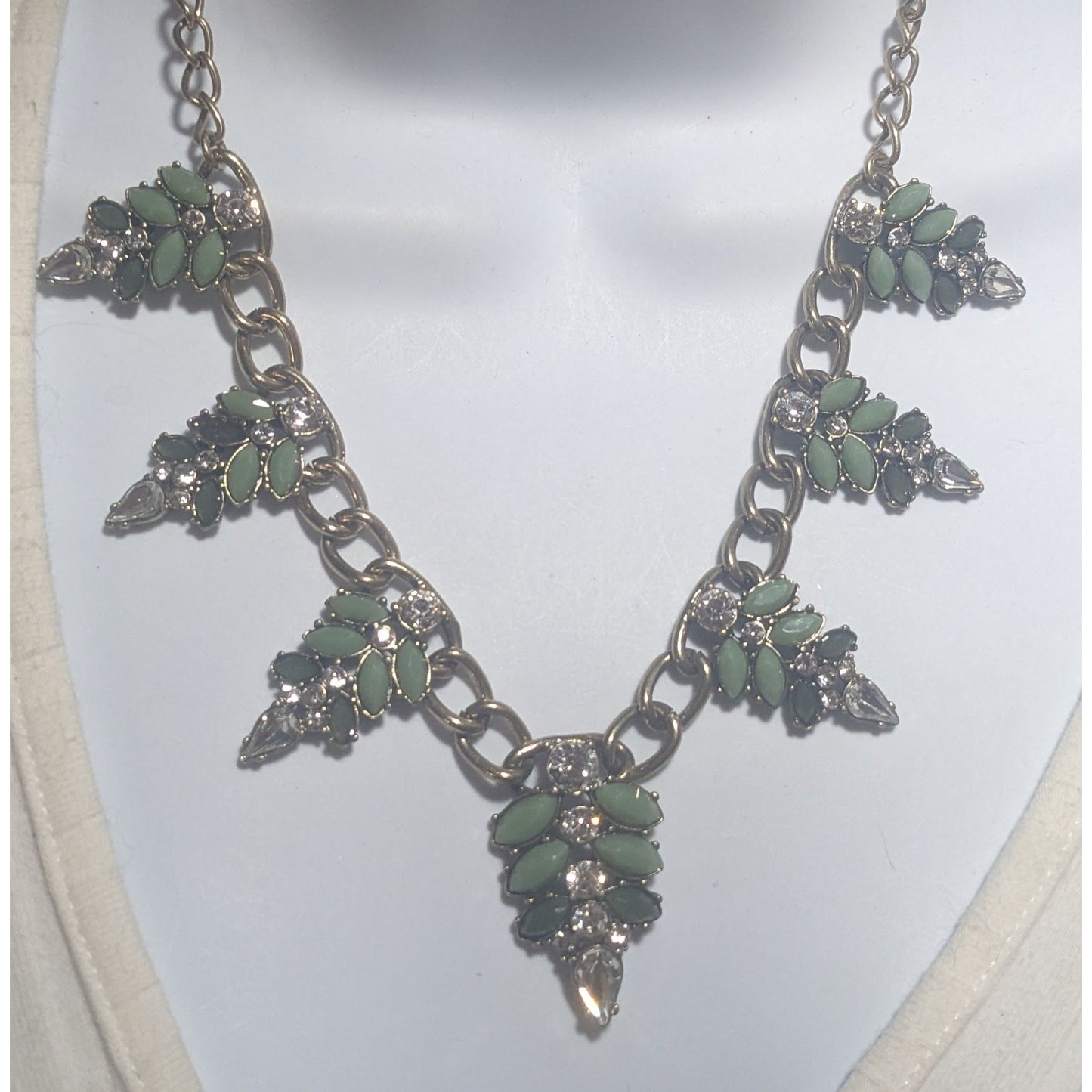 Green Gemmed Leaf Necklace