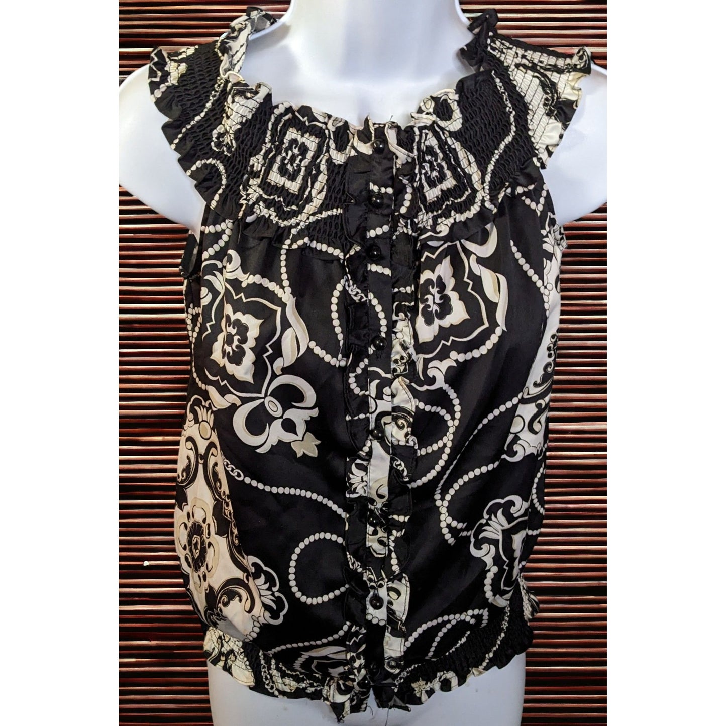 White House Black Market Black And White Floral Blouse