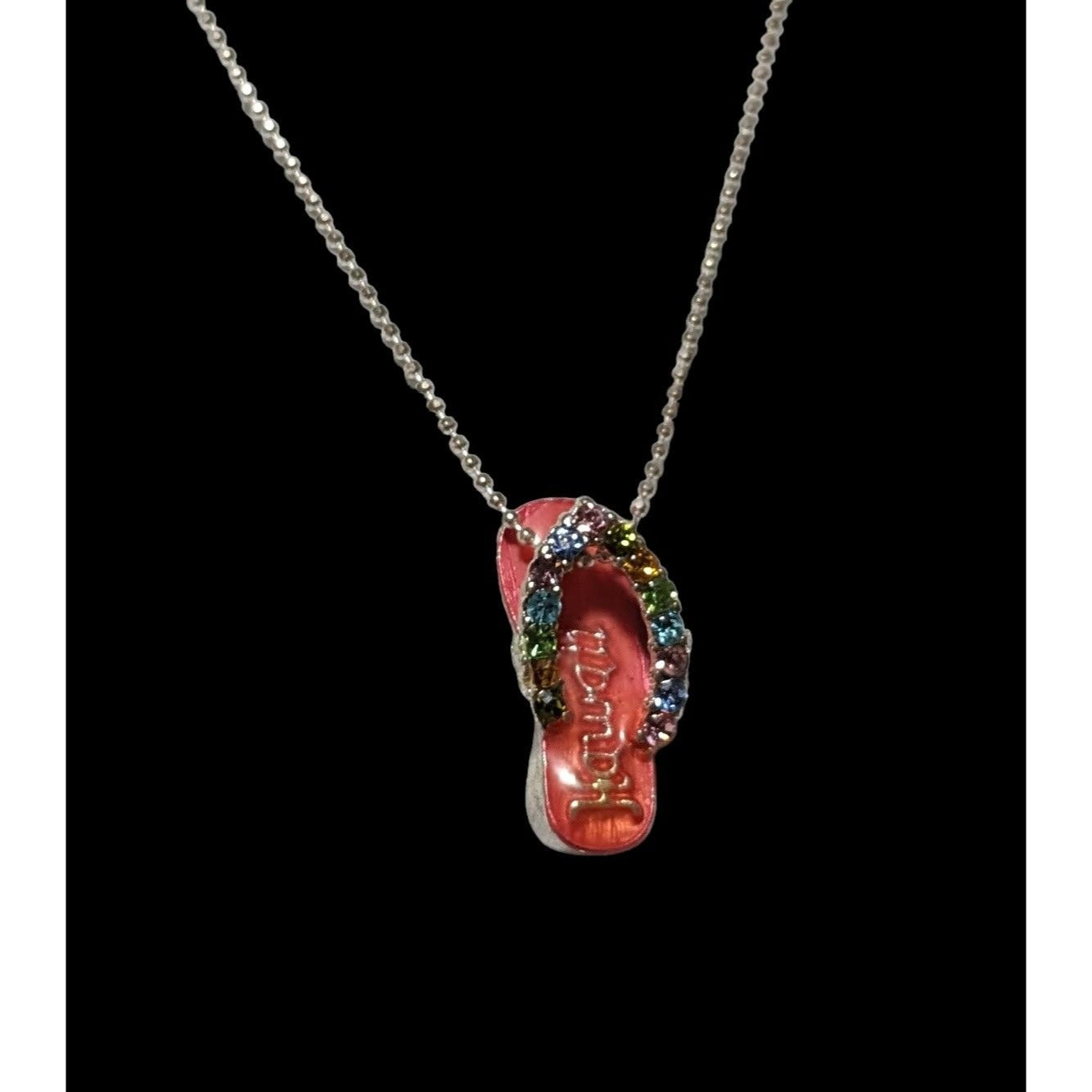 MC Rainbow Gem Enamel Hawaii Sandal Necklace