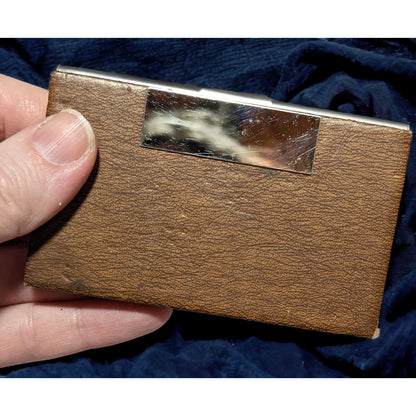 Metal Faux Leather Card Case