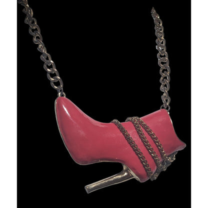 Red High Heel Chain Boot Pendant Necklace