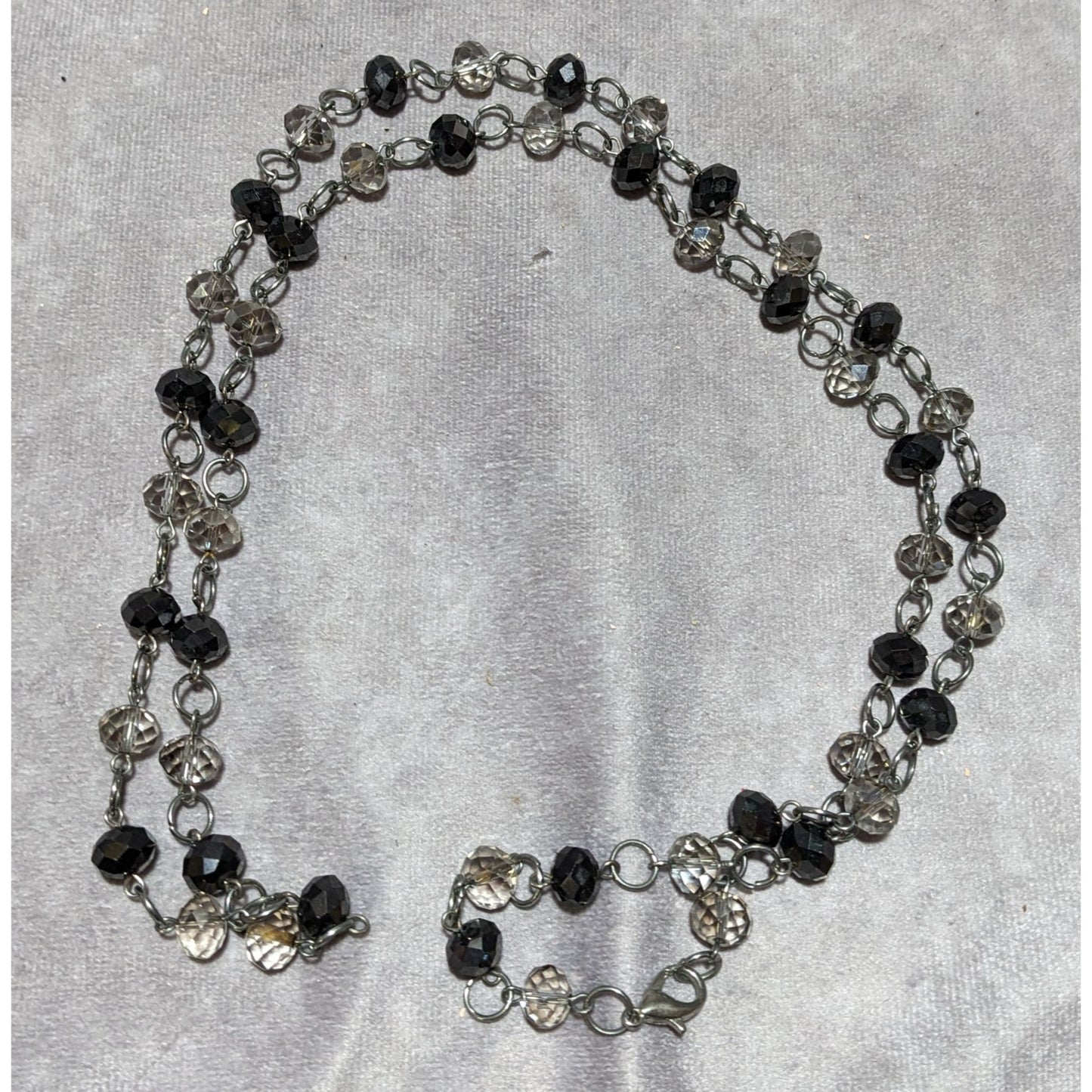 Black And Clear Faceted Glass Necklace