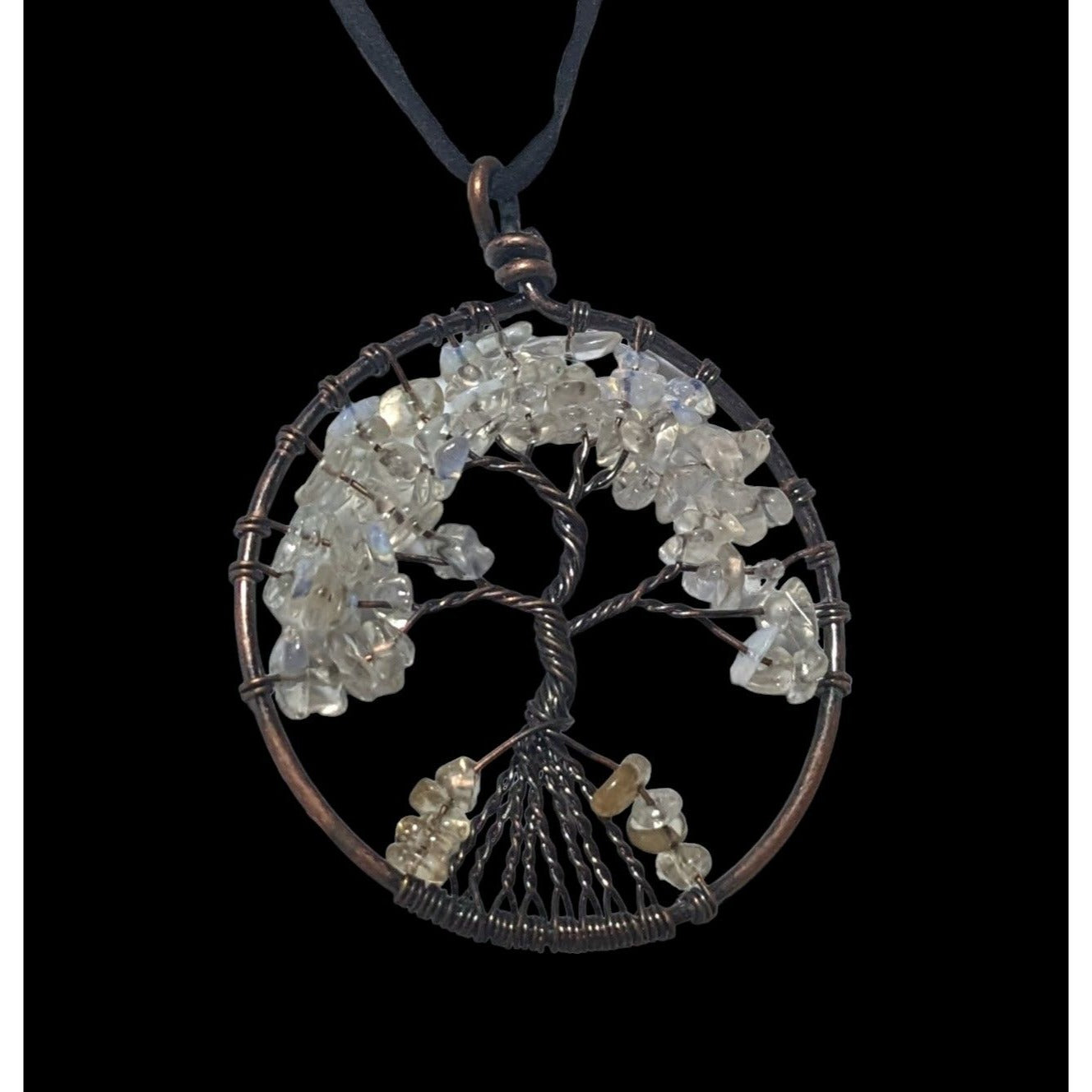 Moonstone Chip Tree Of Life Pendant Necklace