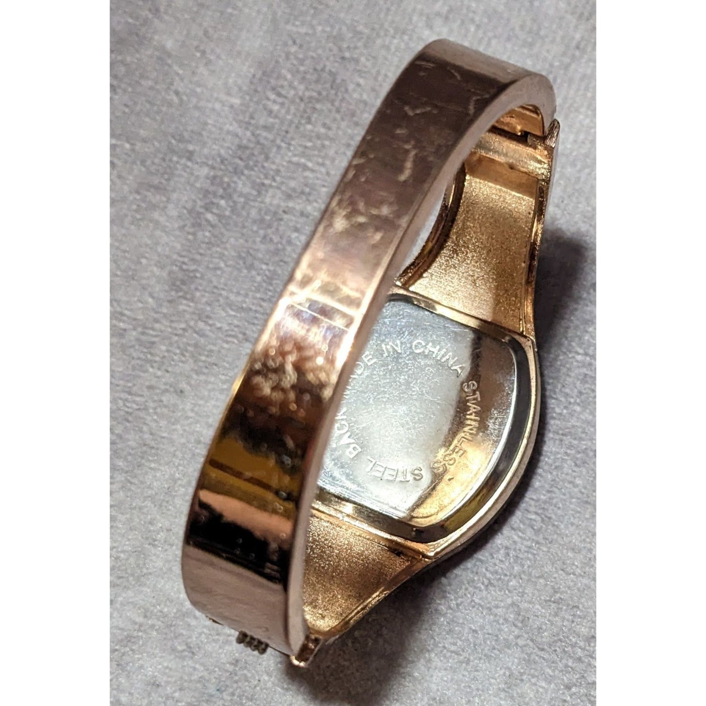 Glam Rose Gold Cuff Bracelet Watch by Fuhua