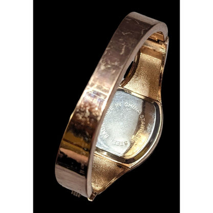 Glam Rose Gold Cuff Bracelet Watch by Fuhua