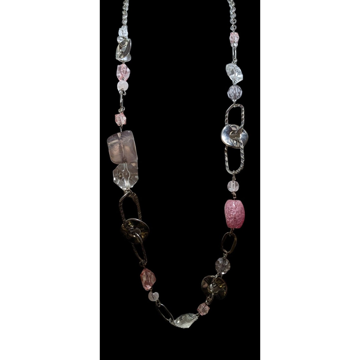 Pink And Silver Chunky Gemmed Statement Necklace