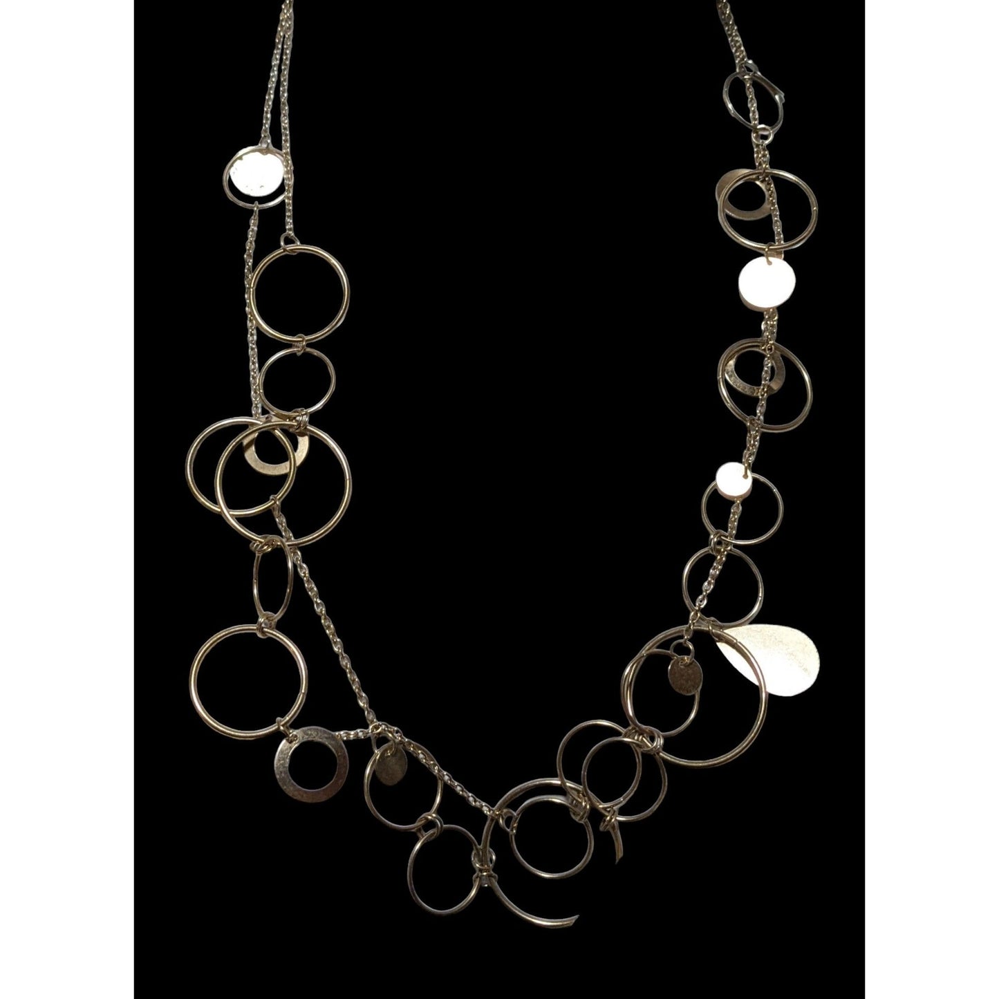 Retro Mod Gold Chain Hoop And Charm Necklace