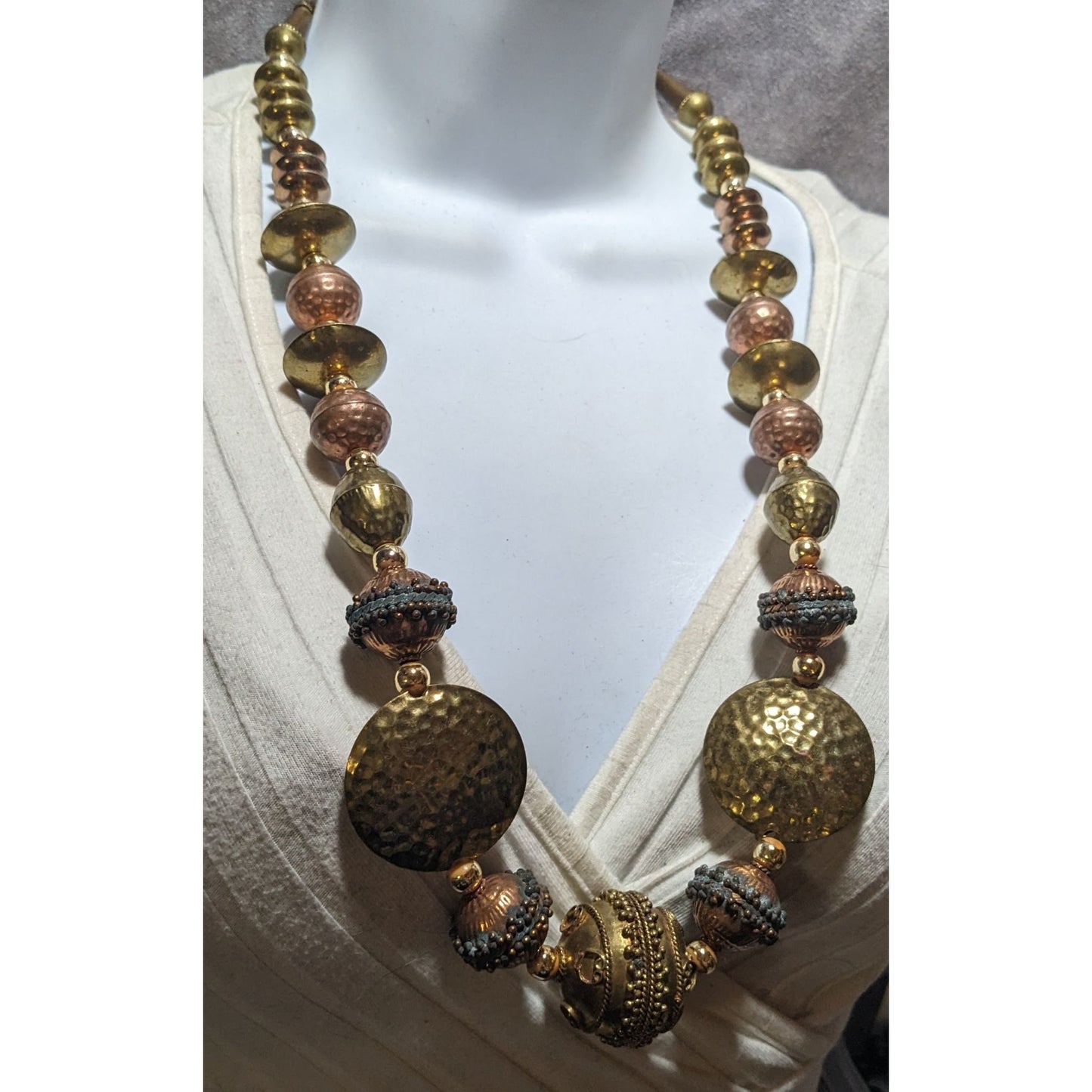 Vitnage Bohemian Mixed Metal Beaded Necklace