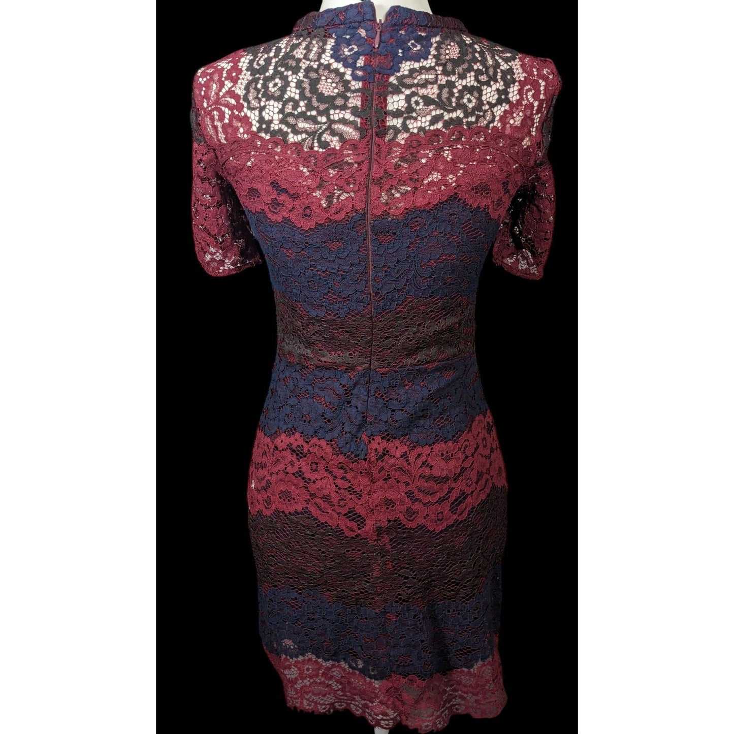 Sandro Paris Red Black And Blue Lace Dress Size Small