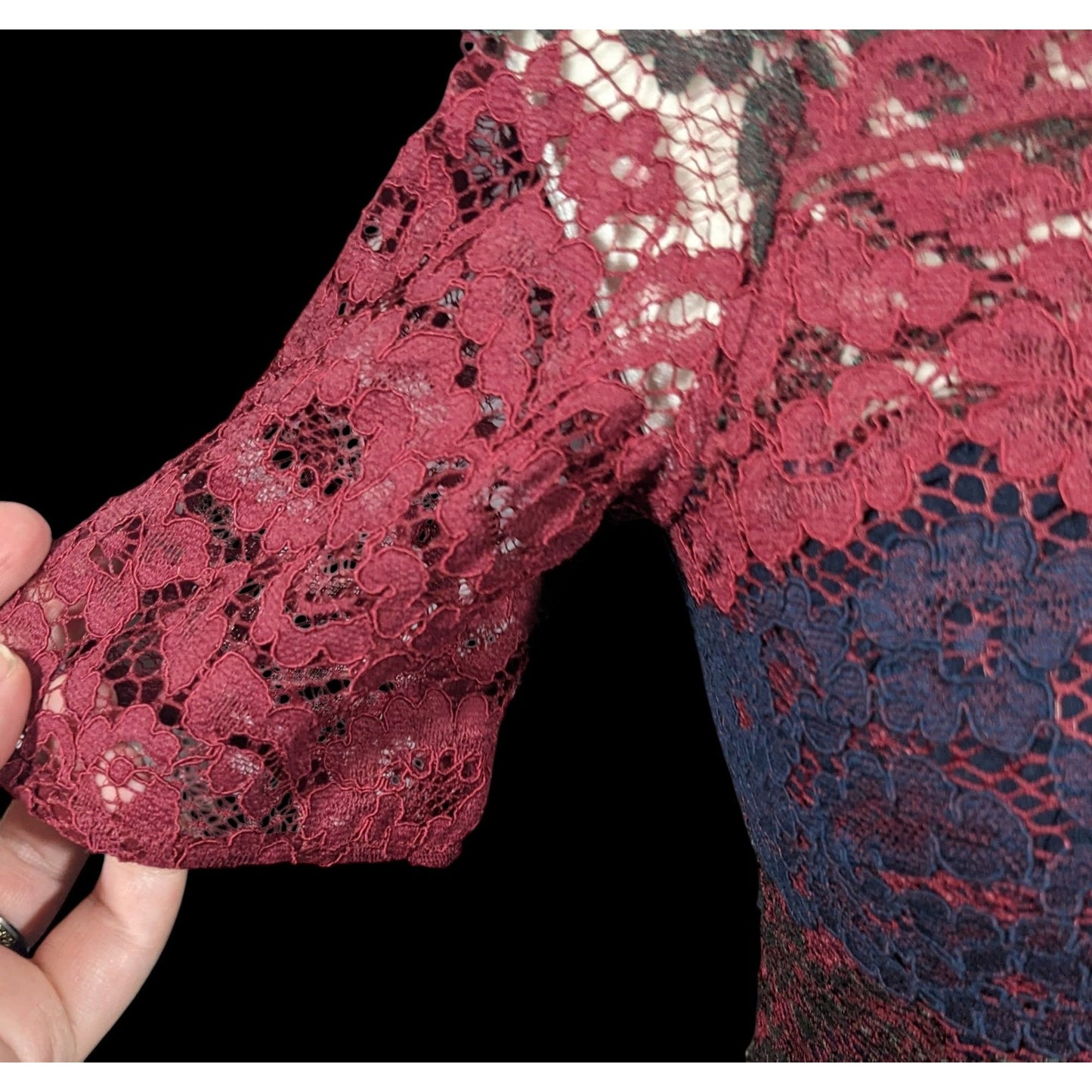 Sandro Paris Red Black And Blue Lace Dress Size Small