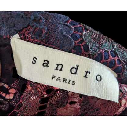 Sandro Paris Red Black And Blue Lace Dress Size Small