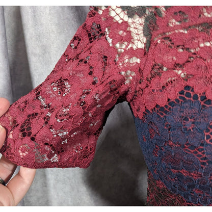 Sandro Paris Red Black And Blue Lace Dress Size Small