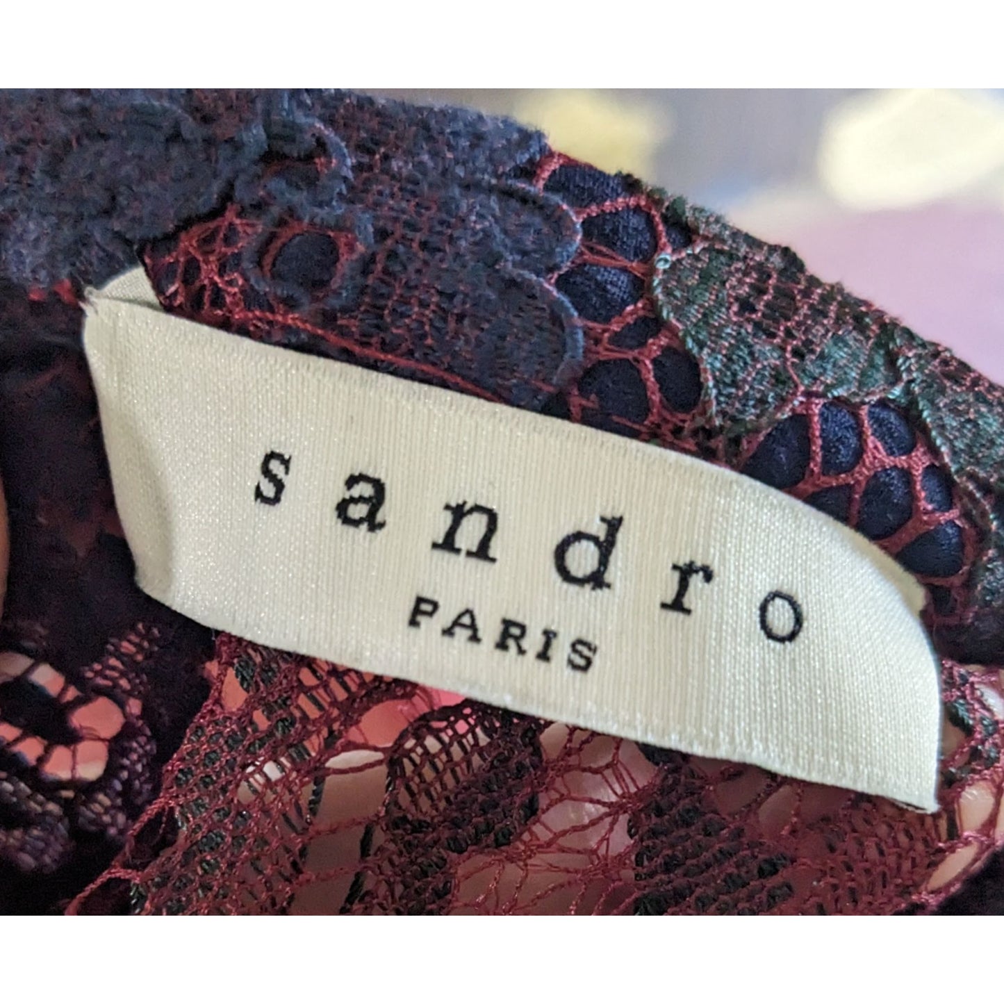 Sandro Paris Red Black And Blue Lace Dress Size Small