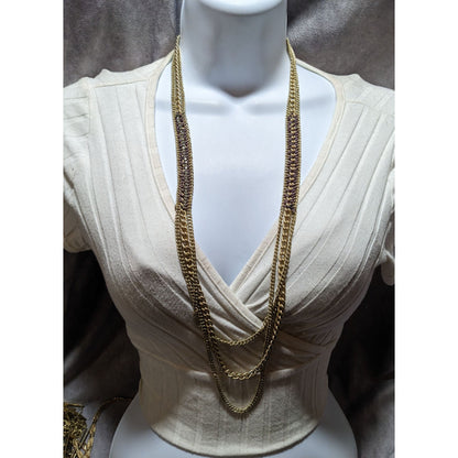 Banana Republic Gold Beaded Chain Necklace