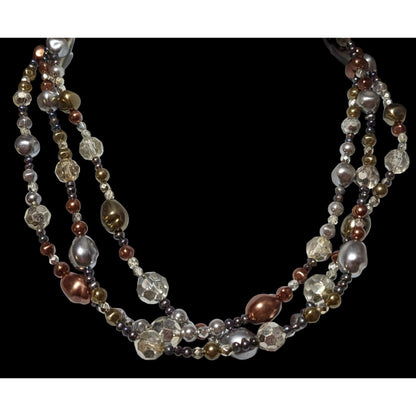 Metallic Multilayer Glam Beaded Necklace