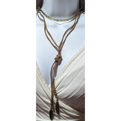 Hippie Bohemian Leather And Metal Multilayer Necklace