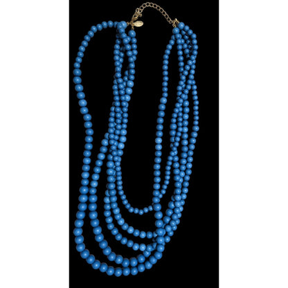 Lisa E Multilayer Blue Beaded Necklace