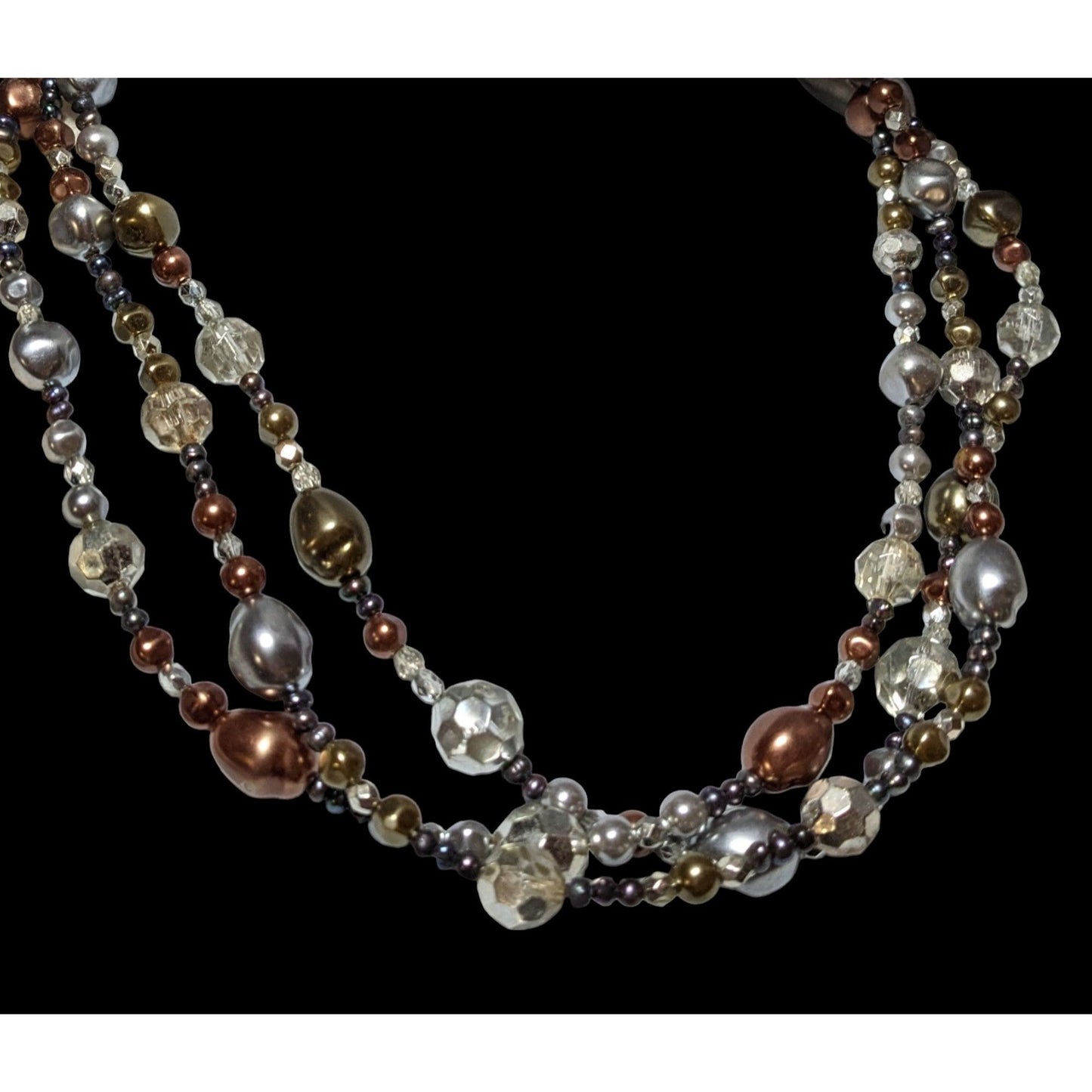 Metallic Multilayer Glam Beaded Necklace