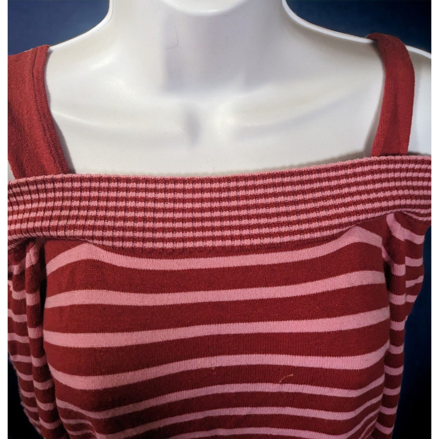 Vintage Takeout Pink And Red Striped Top