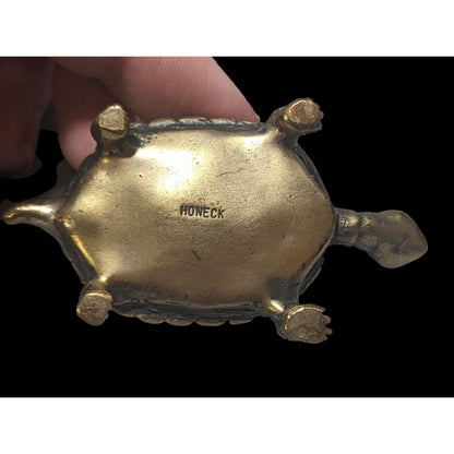 Vintage Honeck Brass Turtle Figurine