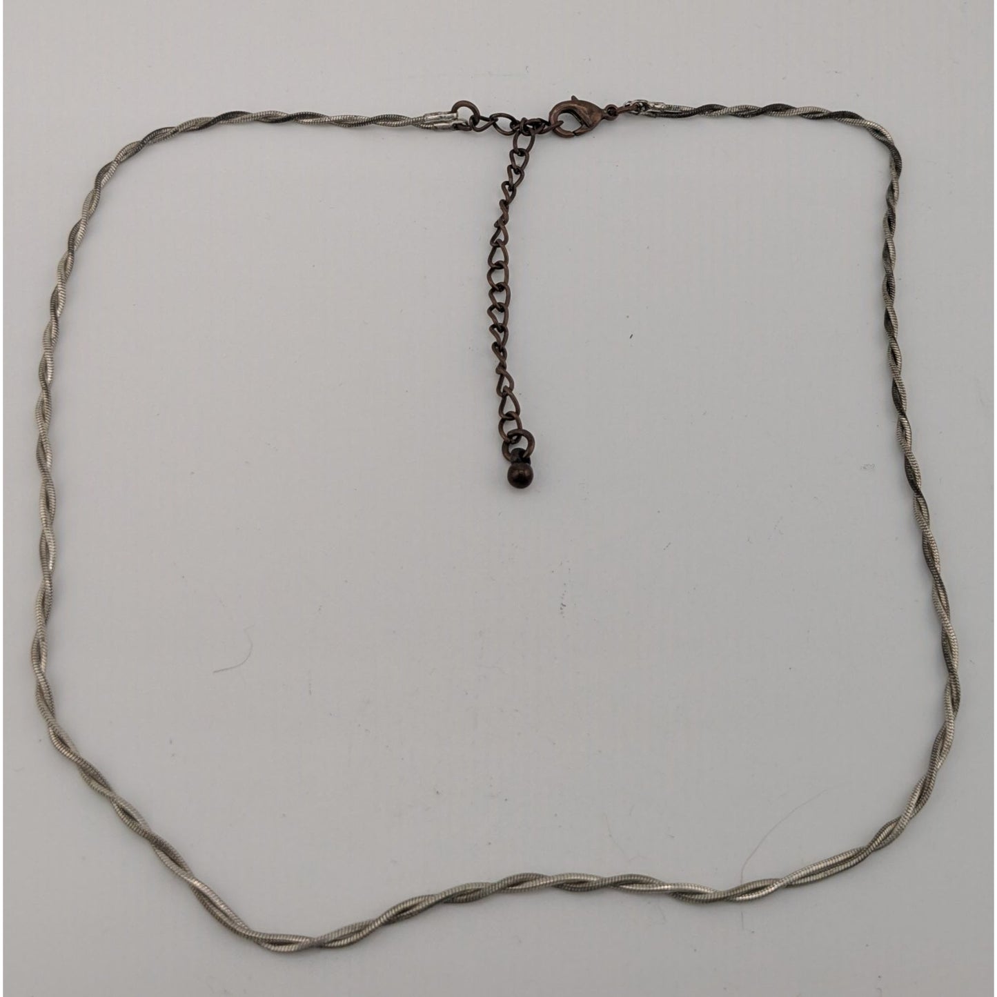 Dual Twisted Silver Tone Necklace With Lobster Clasp