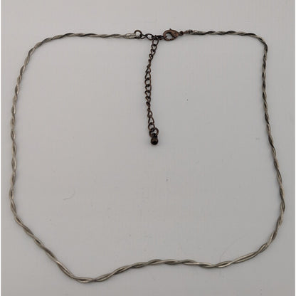 Dual Twisted Silver Tone Necklace With Lobster Clasp