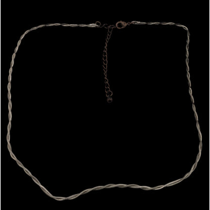 Dual Twisted Silver Tone Necklace With Lobster Clasp