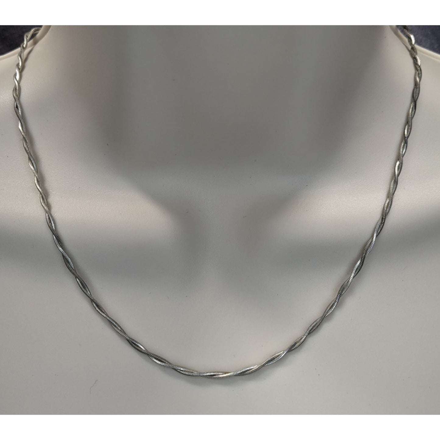 Dual Twisted Silver Tone Necklace With Lobster Clasp