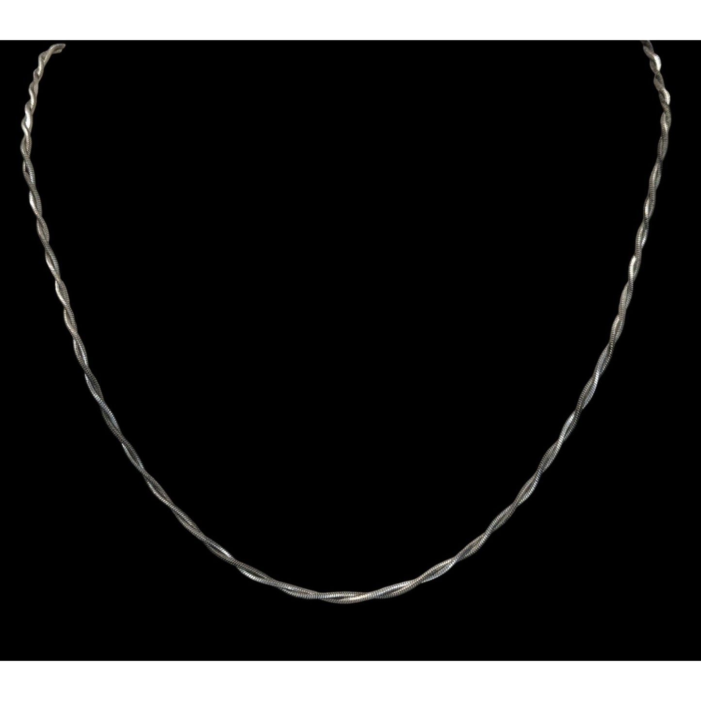Dual Twisted Silver Tone Necklace With Lobster Clasp