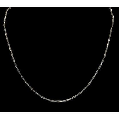 Dual Twisted Silver Tone Necklace With Lobster Clasp